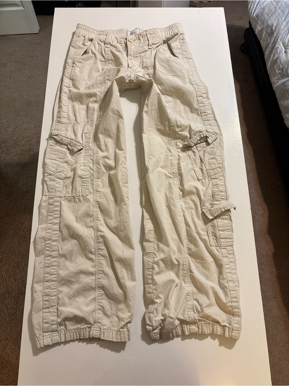 BDG y2k cream cargo pants in a S